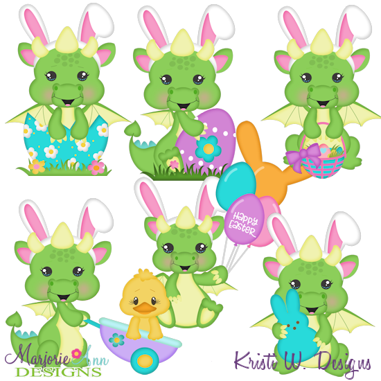 Baby Dragon Easter Fun SVG Cutting Files Includes Clipart - Click Image to Close